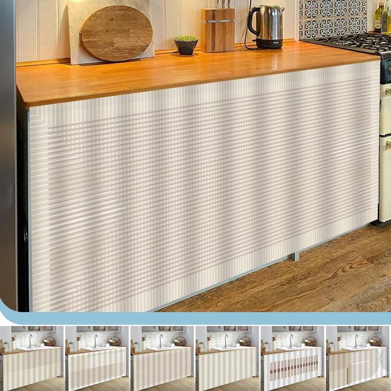 Magic Tape Self-Adhesive Half Curtain Dustproof Cabinet Curtain No Drill Wardrobe Bookcase Storage Cover for Kitchen Home Decor