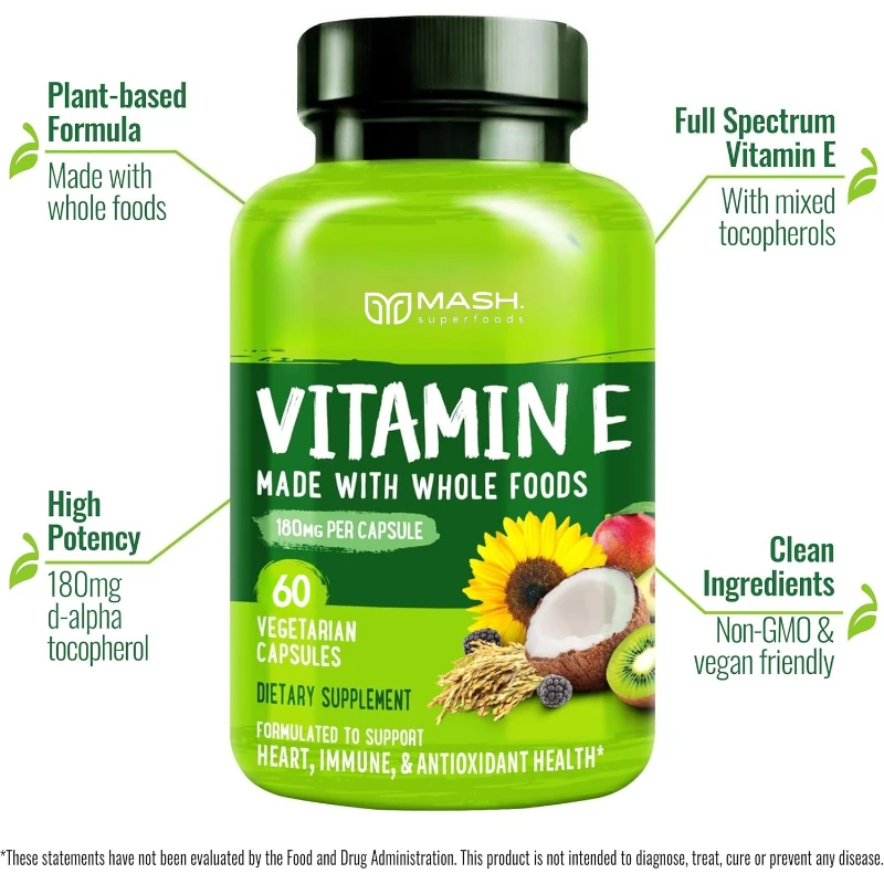 Purevia فيتامين E - مكمل غذائي طبيعي مضاد للأكسدة، البشرة، دعم الجهاز المناعي، خالي من الغلوتين، نباتي #4