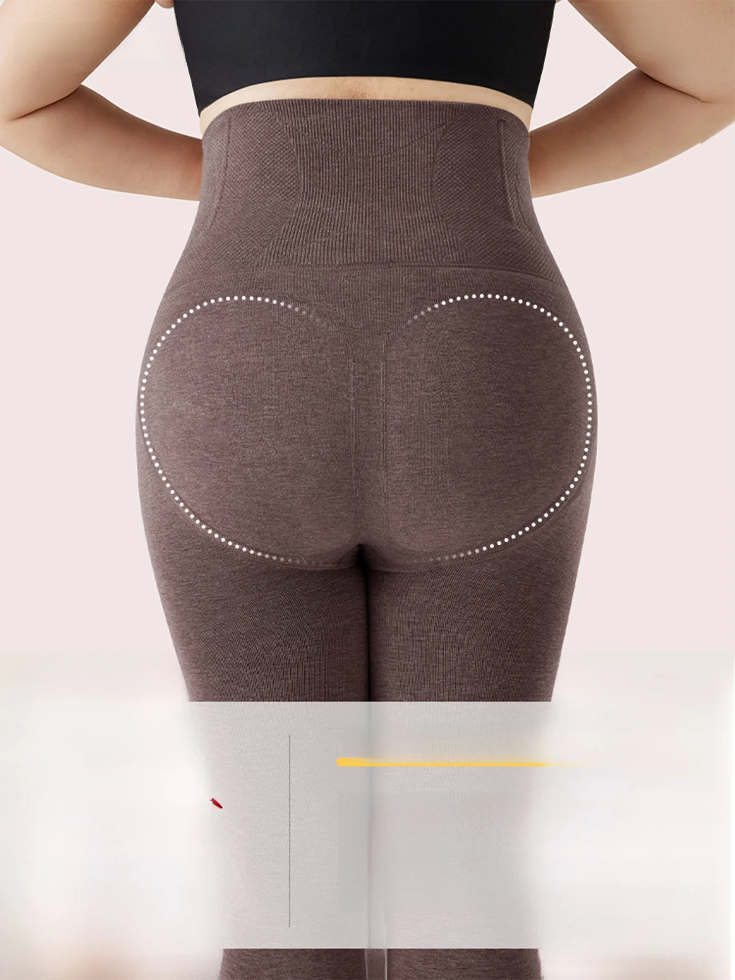 

High Waist Large Size Women's Leggings Autumn Outdoor Wear Non Sliding down Fat MM 200 Pou Coffee Color Cotton Tights