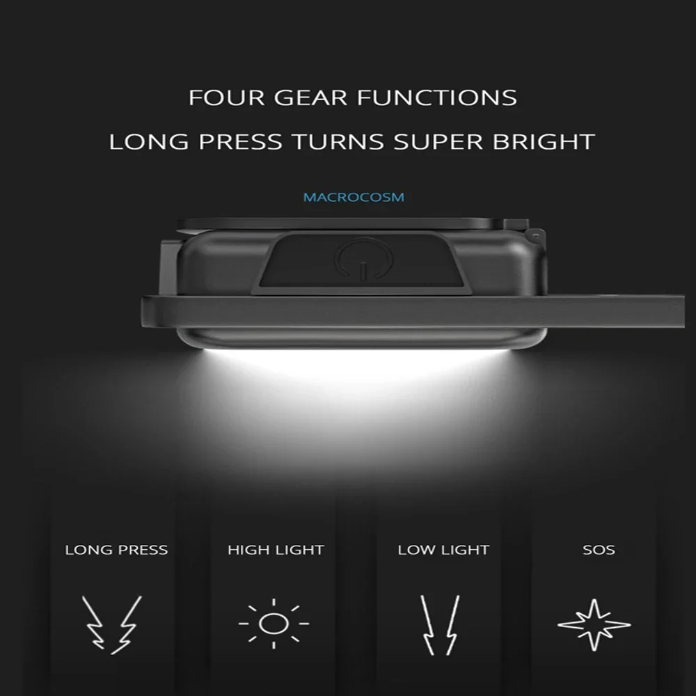 Portable Mini Super Bright COB Keychain Light 4 Lighting Modes Forwork Light Flashlight Charging Lamp Camping Lights with Magnet