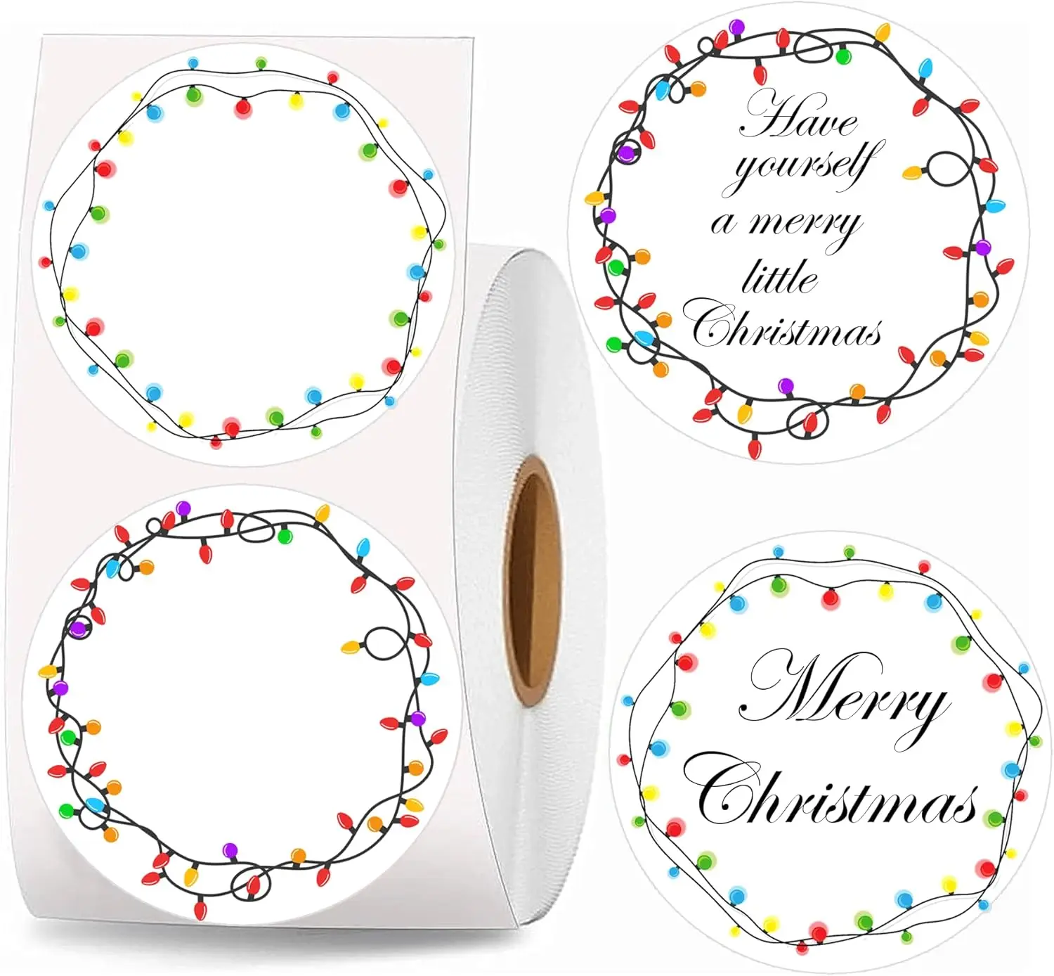 

Рождественские прямые термоэтикетки, 500 шт., зимние лампочки, наклейки для этикеток, 2 дюйма, Рождественский Новый год, термоэтикетки, наклейки для принтера на зиму
