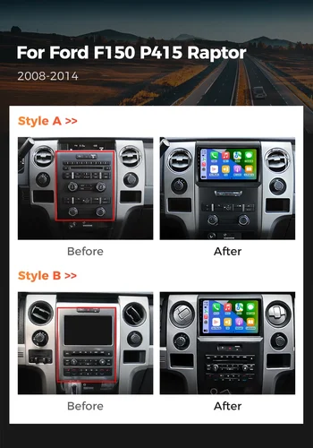 Imagen 2 del producto Radio de coche Android 15 para Ford F150 P415 Raptor 2008-2014 Carplay inalámbrico Auto Qualcomm reproductor Multimedia estéreo de coche 2 Din