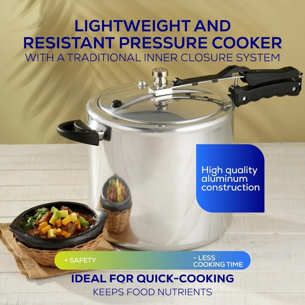 Universal 13.7 Quart / 13 Liter Pressure Cooker, 14 Servings, Pressure Canner With Multiple Safety Systems and Heat Resistant