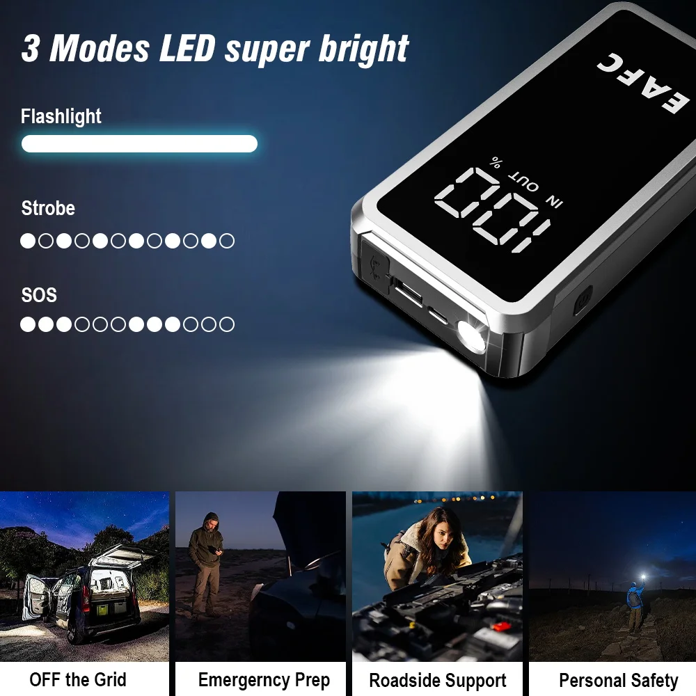 EAFC QC3.0 سيارة الانتقال كاتب جهاز 4000A بطارية معززة بدءا قوة قوية المحمولة السيارات مساعد كاتب لسيارة 12 فولت #5