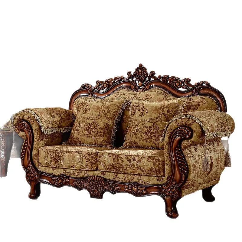 

Living room solid wood American country high-end fabric sofa size apartment luxury furniture