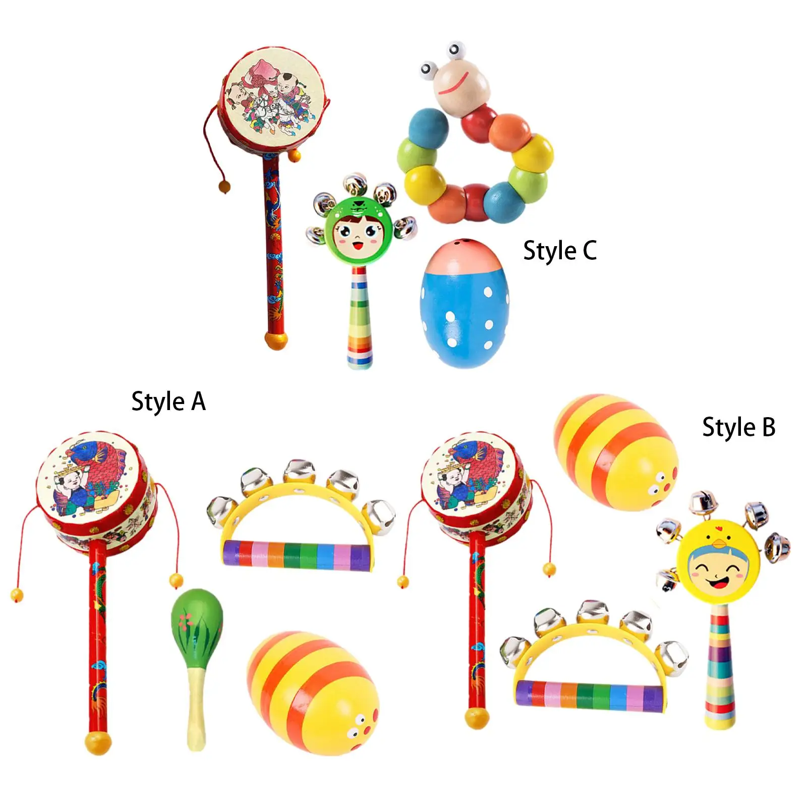 4 Pieces Wooden Musical Instruments Set Development Toy Premium Percussion Rhythm Kits