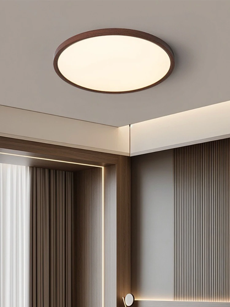 Plafond moderne à LEDs lumière circulaire ultra-mince Grain de bois noyer lumière décorative chambre salle à manger salon intérieur maison lumière