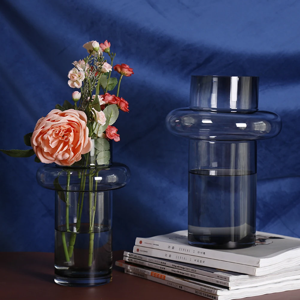 

Glass Vase Flower Arrangement Home Ornament Desktop Decoration Crafts Light Grey Glass Bottle Planter Nordic Style