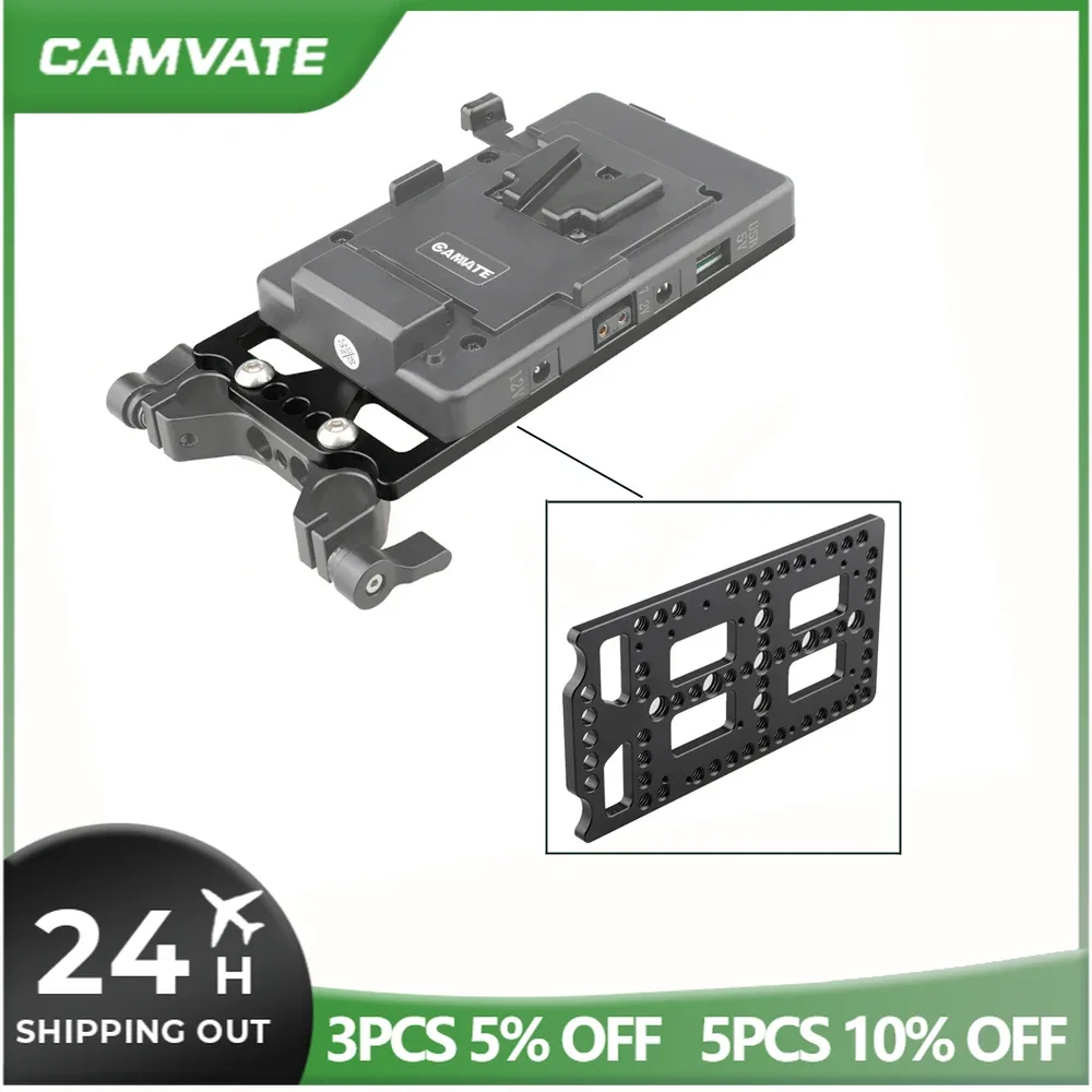 CAMVATEติดตั้งอเนกประสงค์แผ่นชีส/แบตเตอรี่Backboardแผ่นสำหรับกล้องDSLRแบตเตอรี่V-Lockแผ่น/Power Splitterติดตั้ง