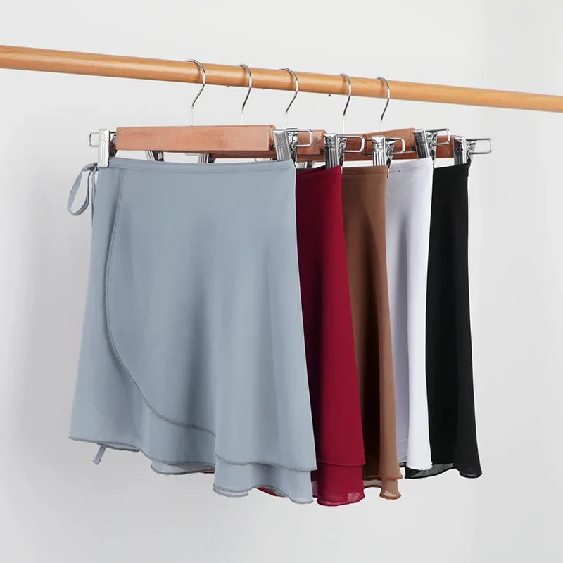 

Женская балетная юбка, черная танцевальная юбка с запахом, прозрачная балетная юбка с запахом и регулируемым галстуком, балерина для танцев/коньки