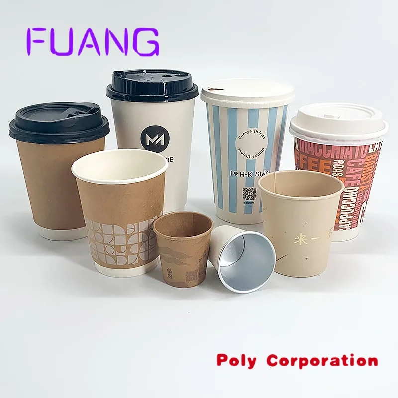 

Custom Logo printed disposable takeaway double wall paper cup for hot coffee drinks with lids