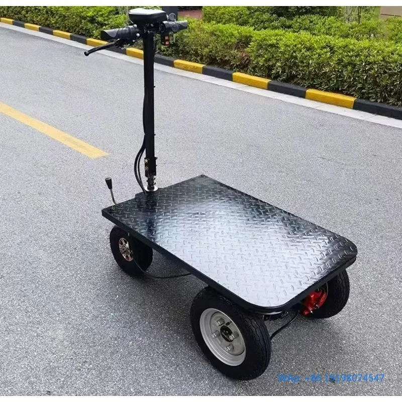 

Hot Sale 750kg 1000kg Foldable Electric Flatbed Trolley Logistics Transport Brick Handling Cart