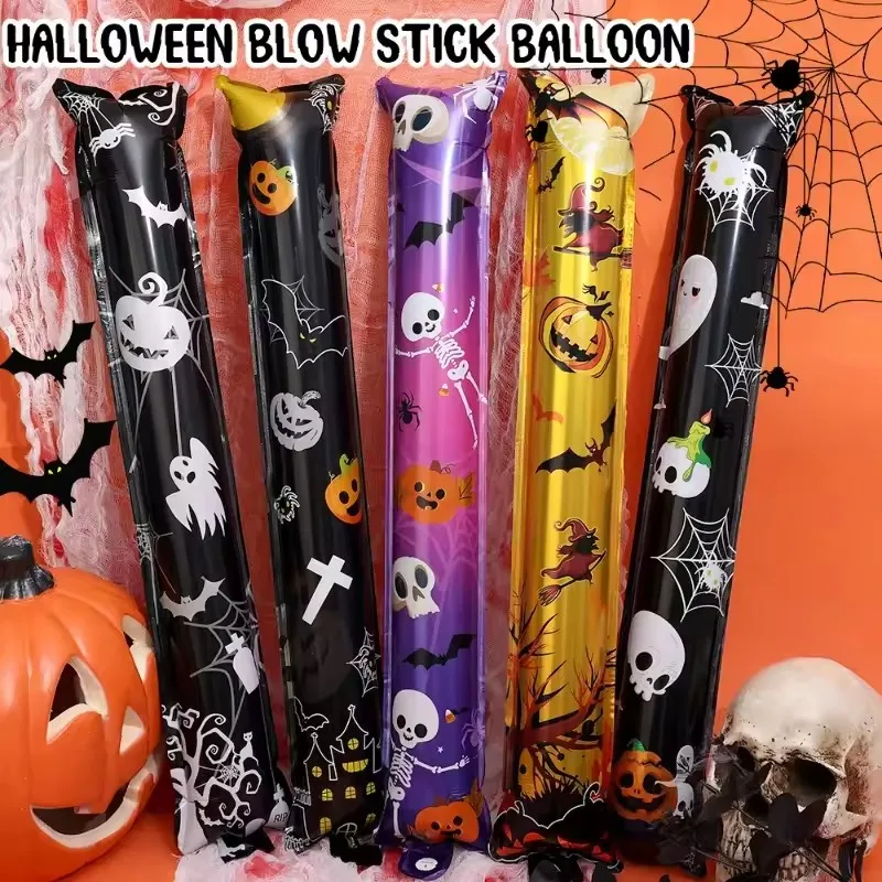 12 Uds. Globos de Halloween palos inflables que sostienen el palo de golpe globo calavera calabazas fantasma fiestas temáticas accesorios de decoración de terror