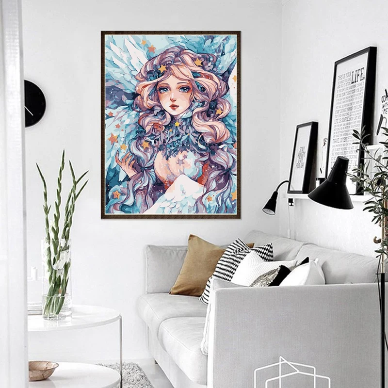 30X40CM Girl Flowers DIY Full Drill Diamond Painting Picture Rhinestone Wall Art