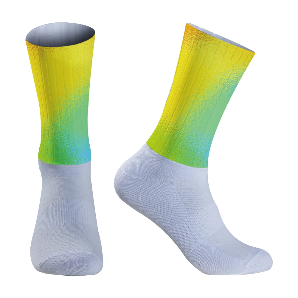 Summer Anti Slip Silicone Aero Socks Men Bicycle Sport Running Bike Socks 2024 New Cycling Socks
