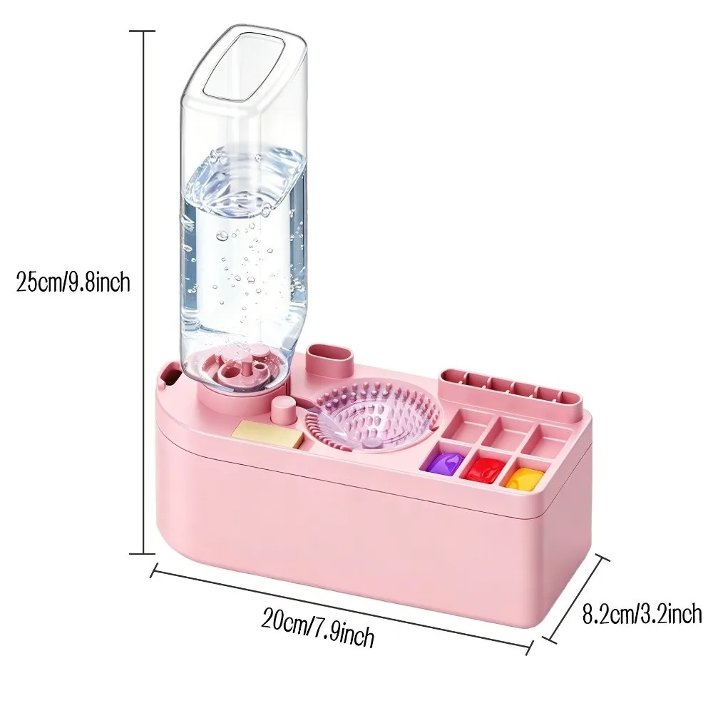 Picture 6: 450ml/15.2fl.oz Paint Brush Cleaner Rinse Cup 5 Brush Storage Holes Sponge & Friction Pad Portable Painting Supplies