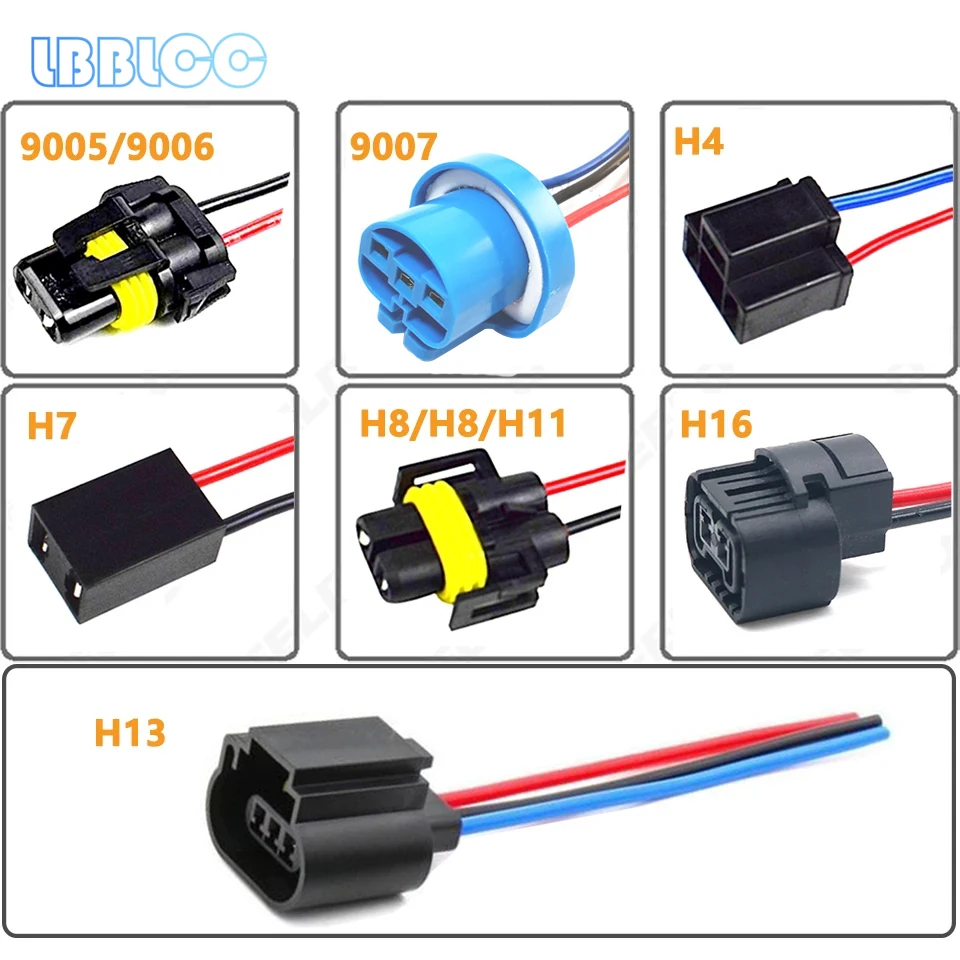 1pc h4 h7 h11 h13 h16 9007 9005 fêmea lâmpada tomada adaptador conector titular base lâmpada do carro fio estendido farol luz de nevoeiro