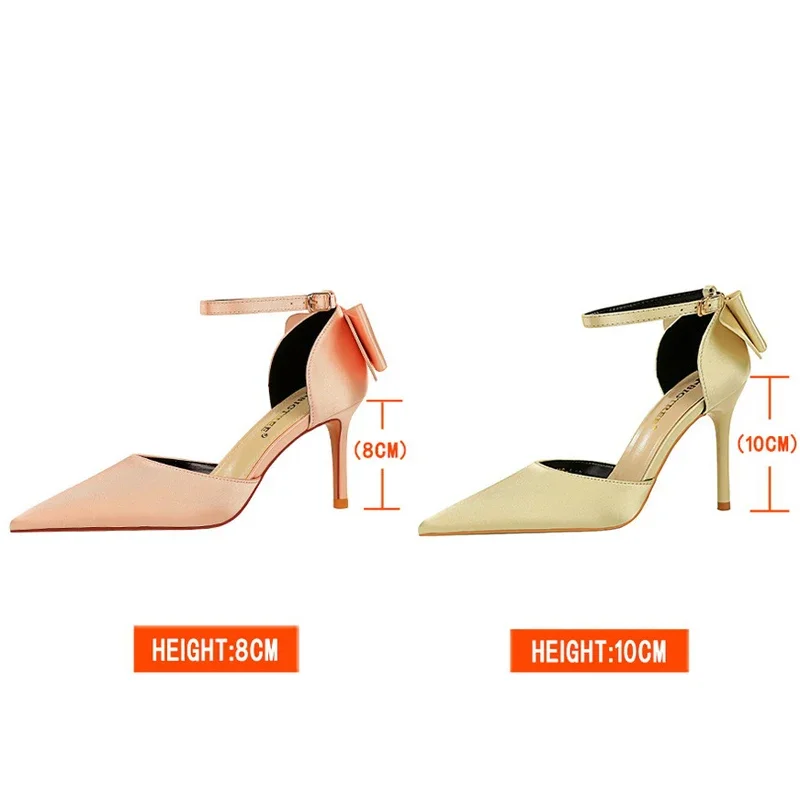 BIGTREE Spring Design Lady Pink High Heels Bow Tie Women Pumps Sexy Pointed Toe Dress Party Shoes Footwear Size 34-43