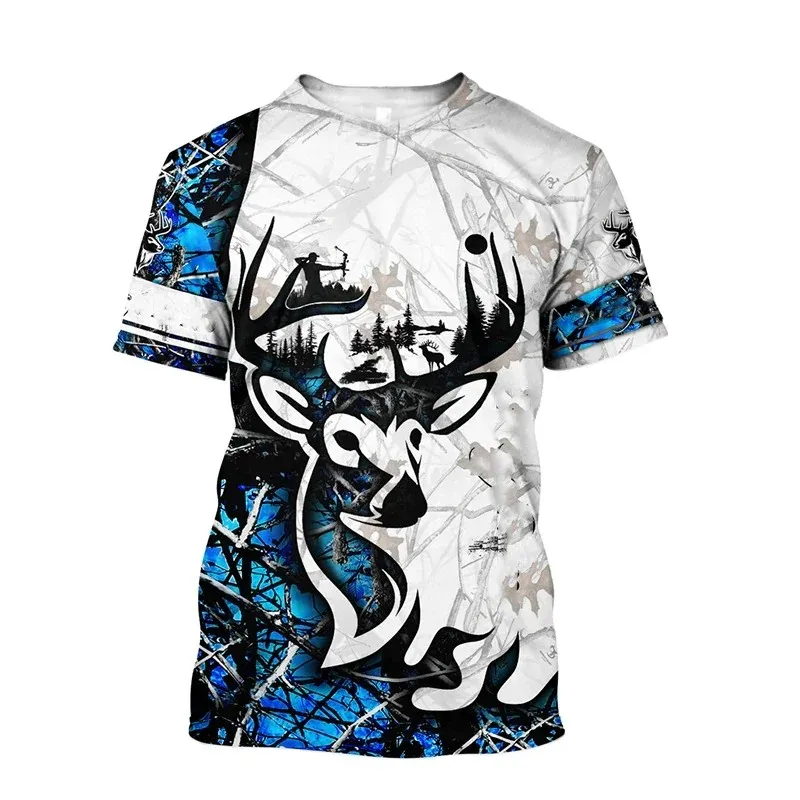 Fashion Outdoor Hunting Animal Camouflage 3D Printed Sport Casual Round Neck Short Sleeve Oversized T-shirt Men\'s Top Summer New