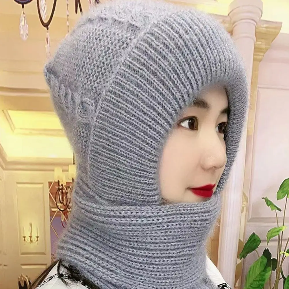 Winter Knitted Skullies Hat Scarf Set Cold Proof Ear Protection Scarf Warm Girls Beanies Cycling Windproof Ladies Outdoor Caps
