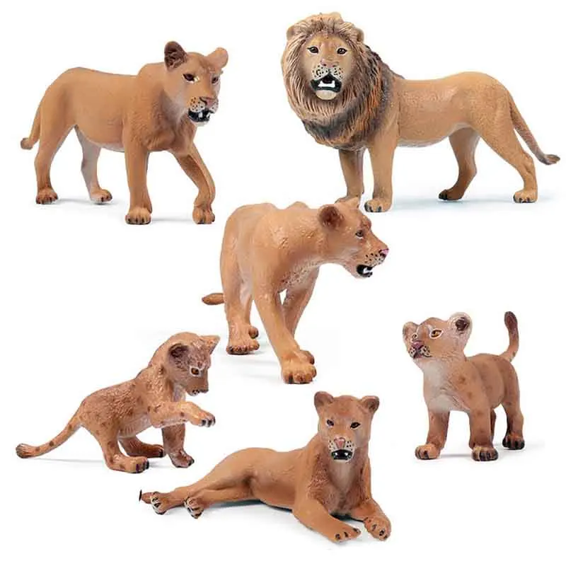 Solid Simulation Wild Animal Model Set Lion Tiger Giraffe Rhino Zebra Ox Buffalo Figure Realistic PVC Figurines Collection view 2