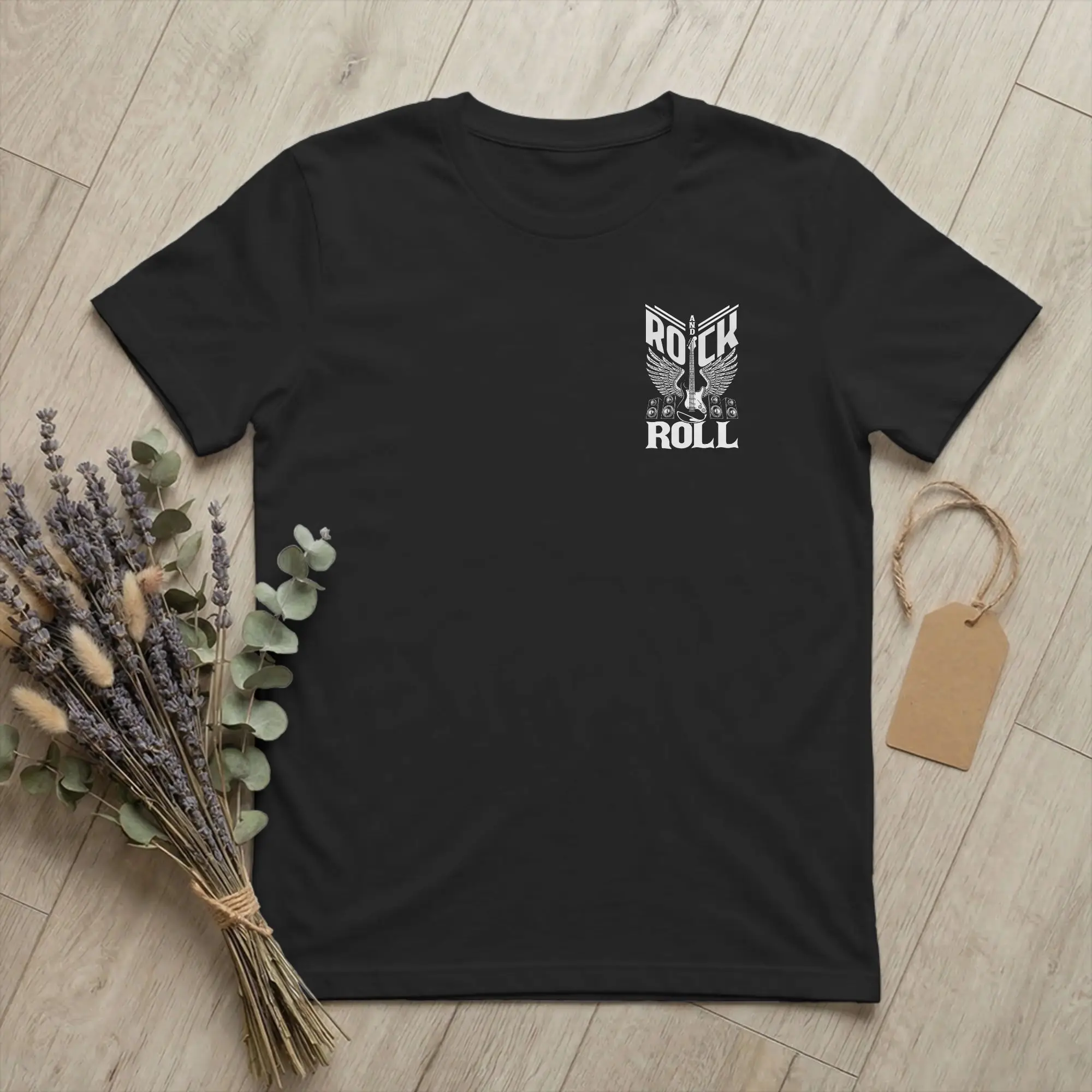 Novelty Guitar-Bass Rock and Roll Musician T-Shirt Men Crew Neck 100% Cotton T Shirt Wings Short Sleeve Tee Shirt Party Clothing