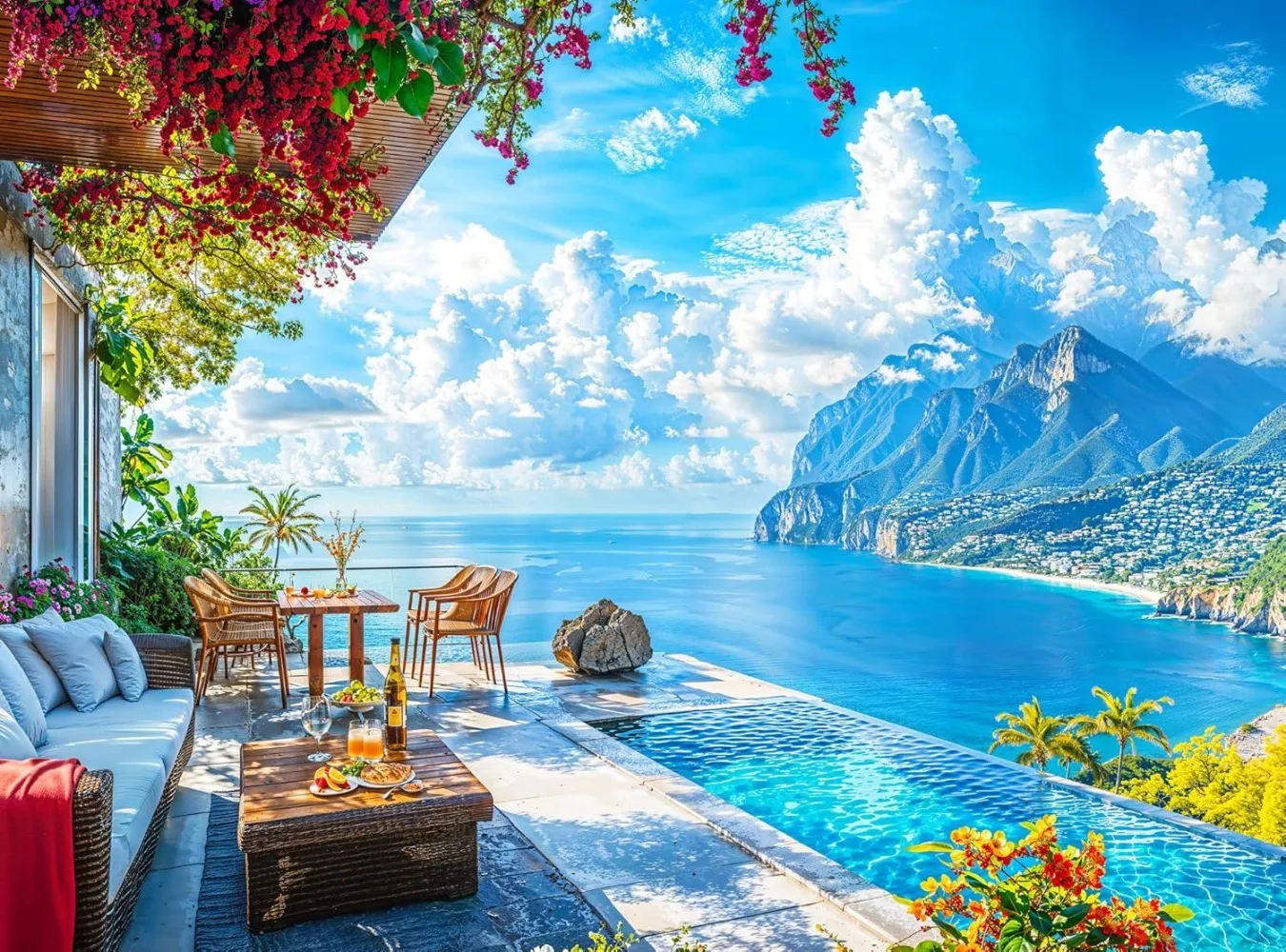 120/300/500/1000 pezzi Patio By The Sea Puzzle in legno Paesaggio per adulti Puzzle Educativo Giocattolo Gioco impegnativo Noci Divertimento