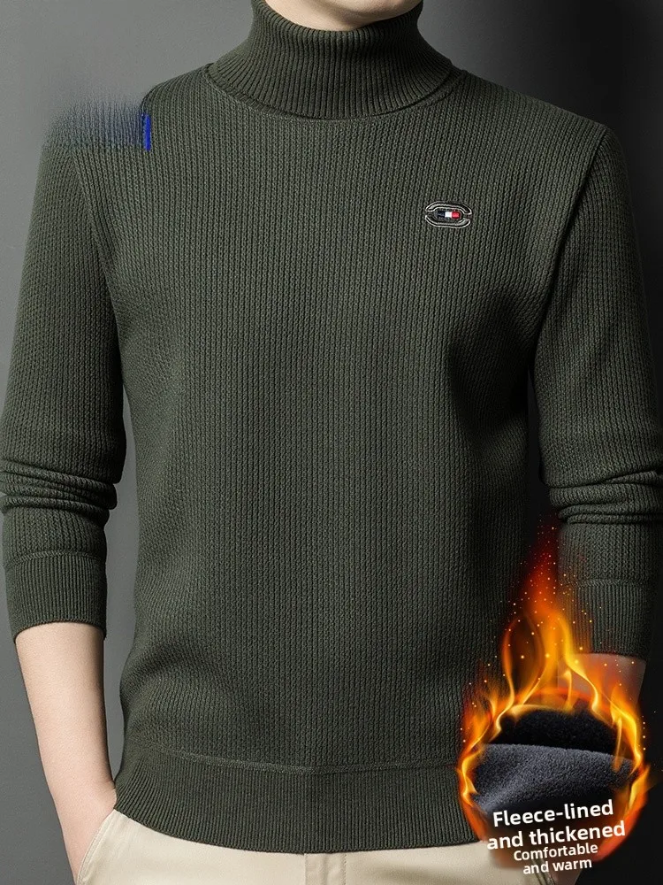 

Lormen мужской зимний вязаный свитер Thiened Fce с высоким воротником, повседневный универсальный теплый базовый слой, модный модный модный