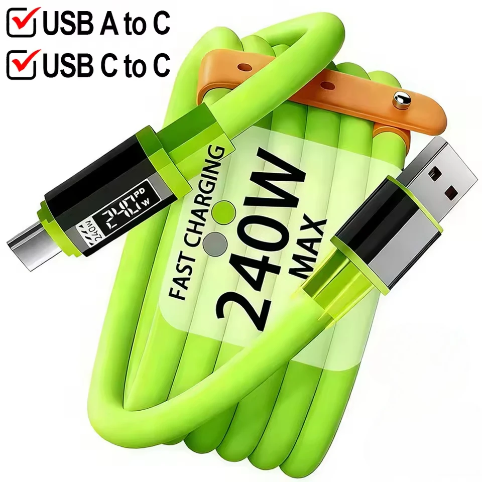 240W Super Fast Charging Cable Type C To Type C Universal High Power Charger USB Cord for iPhone 16 15 14 Xiaomi Huawei Samsung