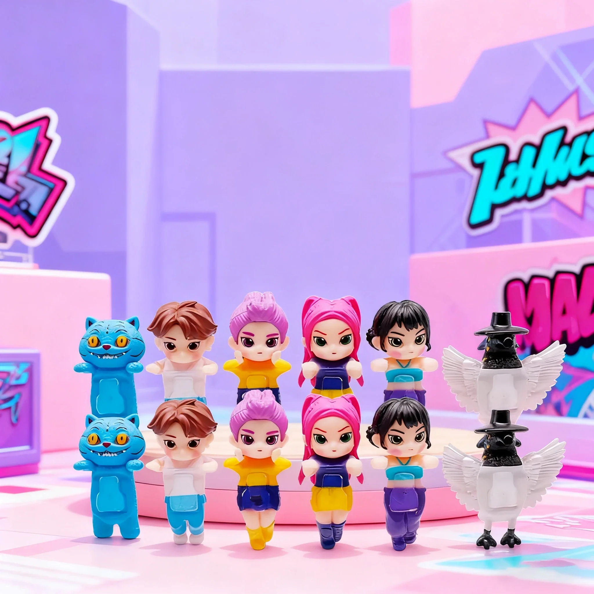 新しい Kpop デーモンハンターズフィギュアシリーズ車載電話ホルダー装飾タイガーミラゾイ人形ミニ装飾モデルおもちゃ女の子ギフト