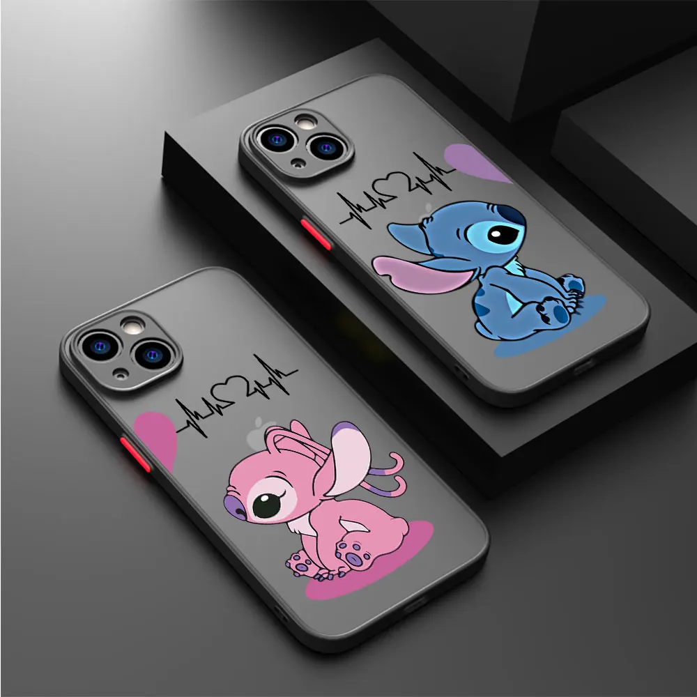 Disney Stitch Cartoon Case for Apple iPhone 14 Pro 13 Mini SE XS Max 12 11 Pro 7 8 Plus XR 15ProMax Luxury Funda Matte Cover 