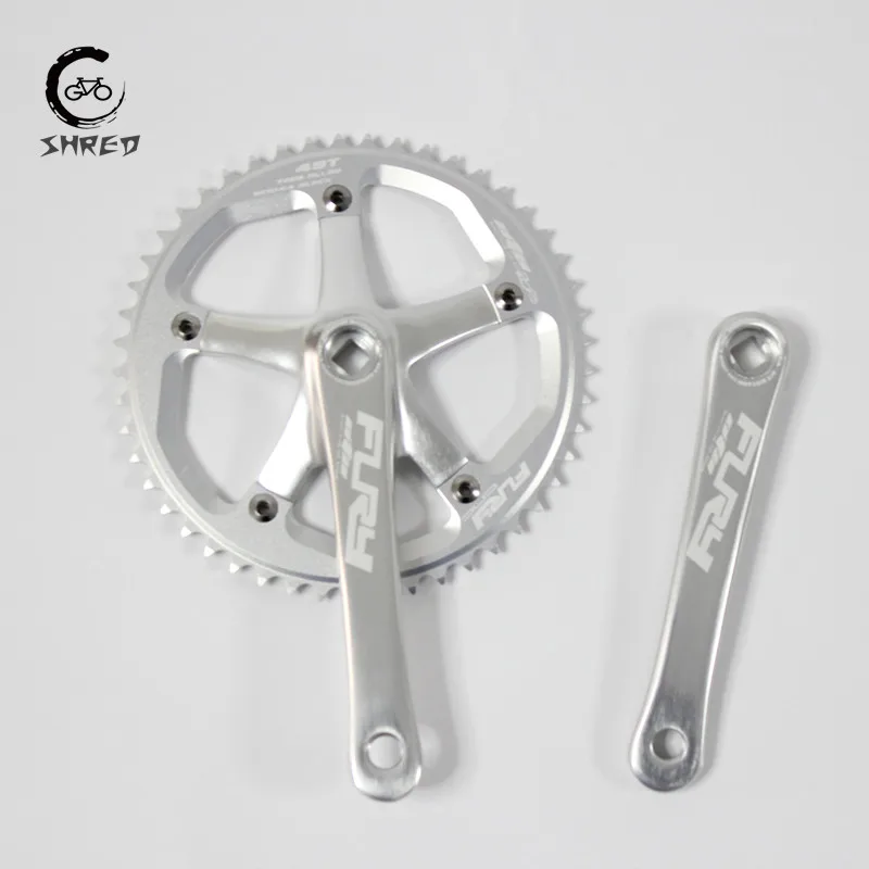 OTA Single Speed Aluminum Crankset, 49T Chainring, Silver,BCD144, 165mm Crankarm for Folding, Fixed Gear Bike, Bicycle Sprocket