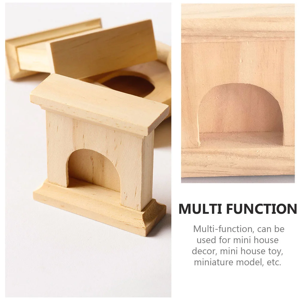 2 Pcs Dollhouse Fireplace Wooden Toy Mini Ornament Miniature Model Imitation Furniture Creative Simulation