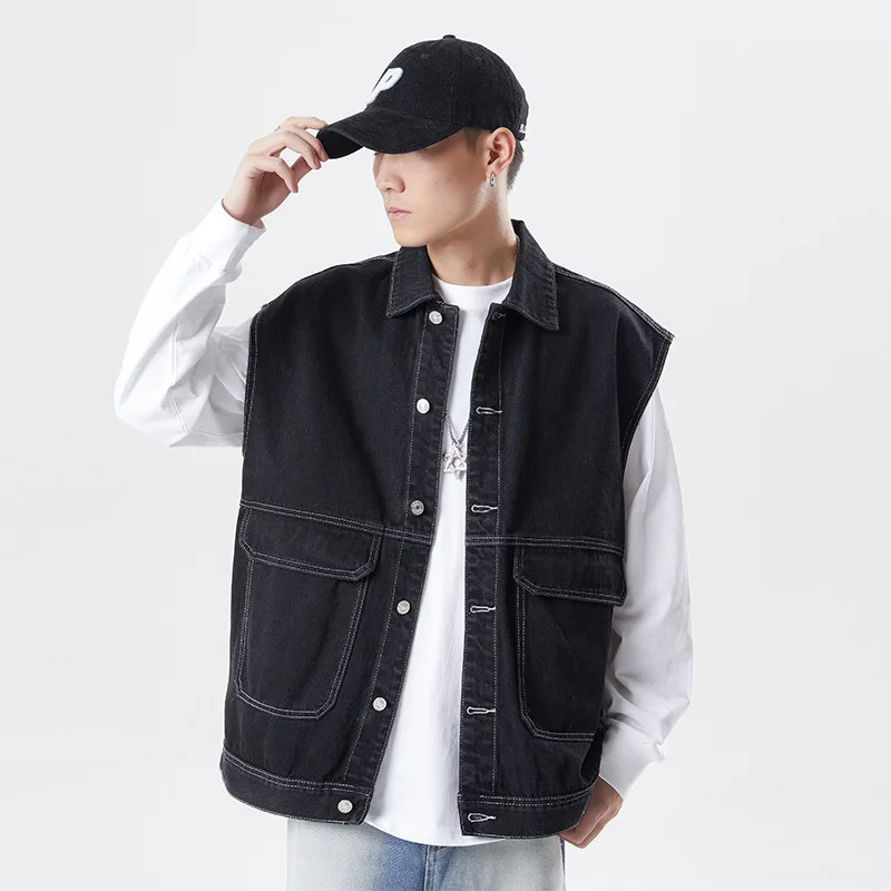 

Autumn New American High Street Trendy Vest Men Loose Sleeveless Vest Top