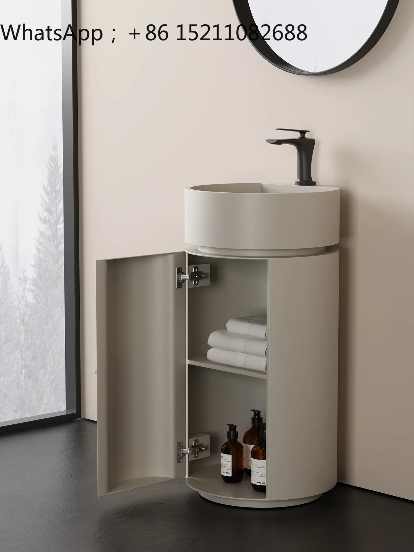 SCY paint with door anti-kick stainless steel column basin, bathroom floor-to-ceiling sink, wash basin