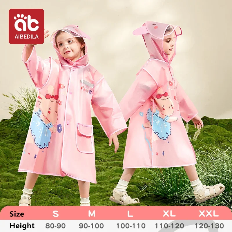 AIBEDILA EVA Kids Children Raincoat Waterproof Rain Poncho Transparent Kindergarten School Student Rainsuit Protective Poncho