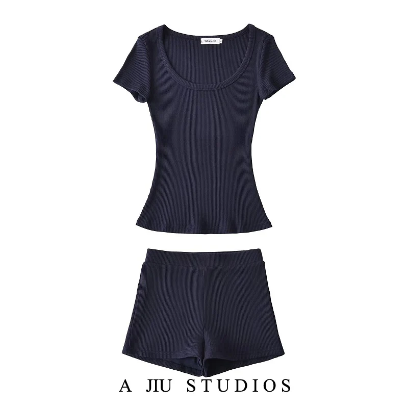 

Ele Slim Fit ort Sve футболка женская летняя эластичная высокая талия узкие брюки комплект модная повседневная одежда