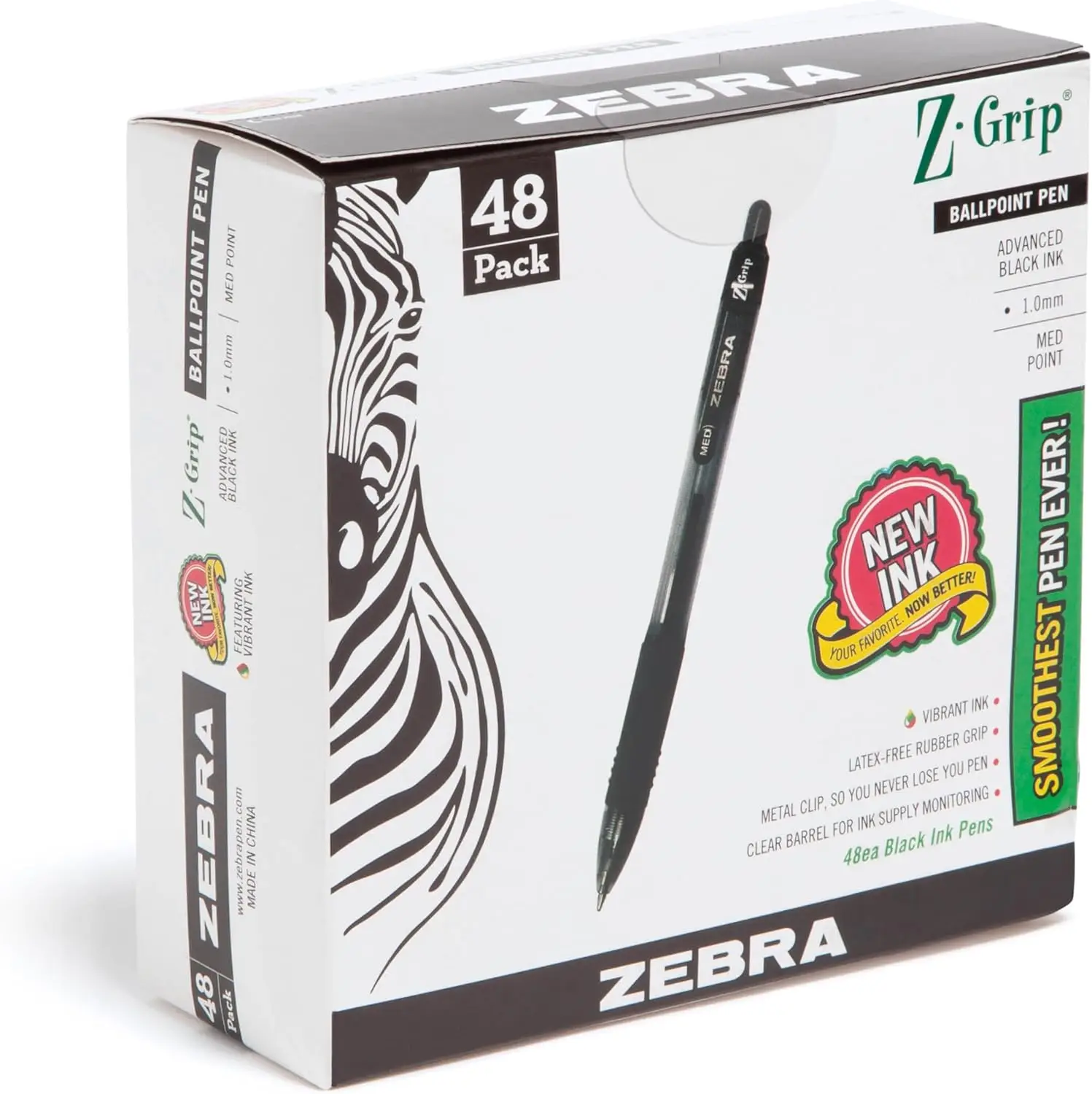 

Smooth-Flowing Black Ink Ballpoint Pens, 1.0mm Medium Point, Ideal for School & Office Use, 48-Pack