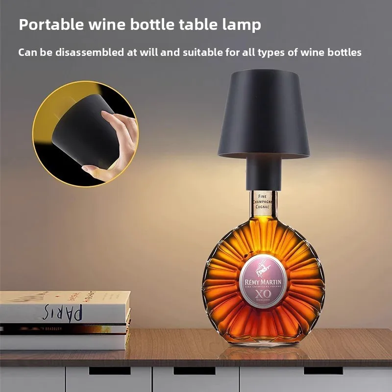 مصباح مكتبي لشحن زجاجة LED، شريط RGB، ضوء جو مدمج، مطعم، جو إبداعي، ضوء ليلي، مصباح مكتبي برأس النبيذ #1