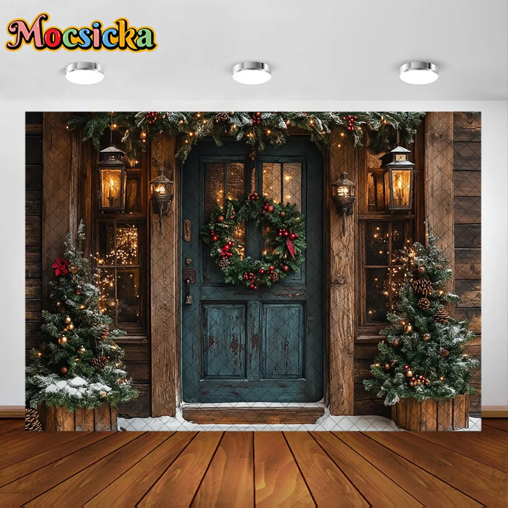 Mocsicka التصوير خلفية إكليل الباب عيد الميلاد الديكور الأسرة عيد الميلاد عطلة صورة خلفيات الصور للصور