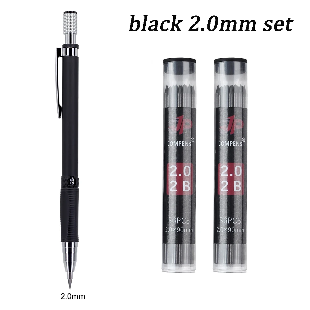 Creatieve 0,5/0,7/2,0 mm mechanische potloodset met 2 dozen stiften, automatische potloodschets schilderen kantoor schrijven briefpapier levering