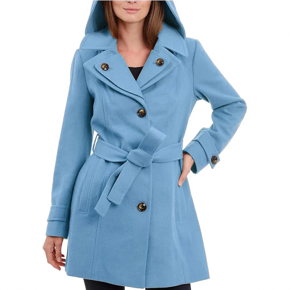 2025 Autumn Winter Women's Thickened  Blend Coat Mid Long Multi Button Overcoat Warm Outerwear
