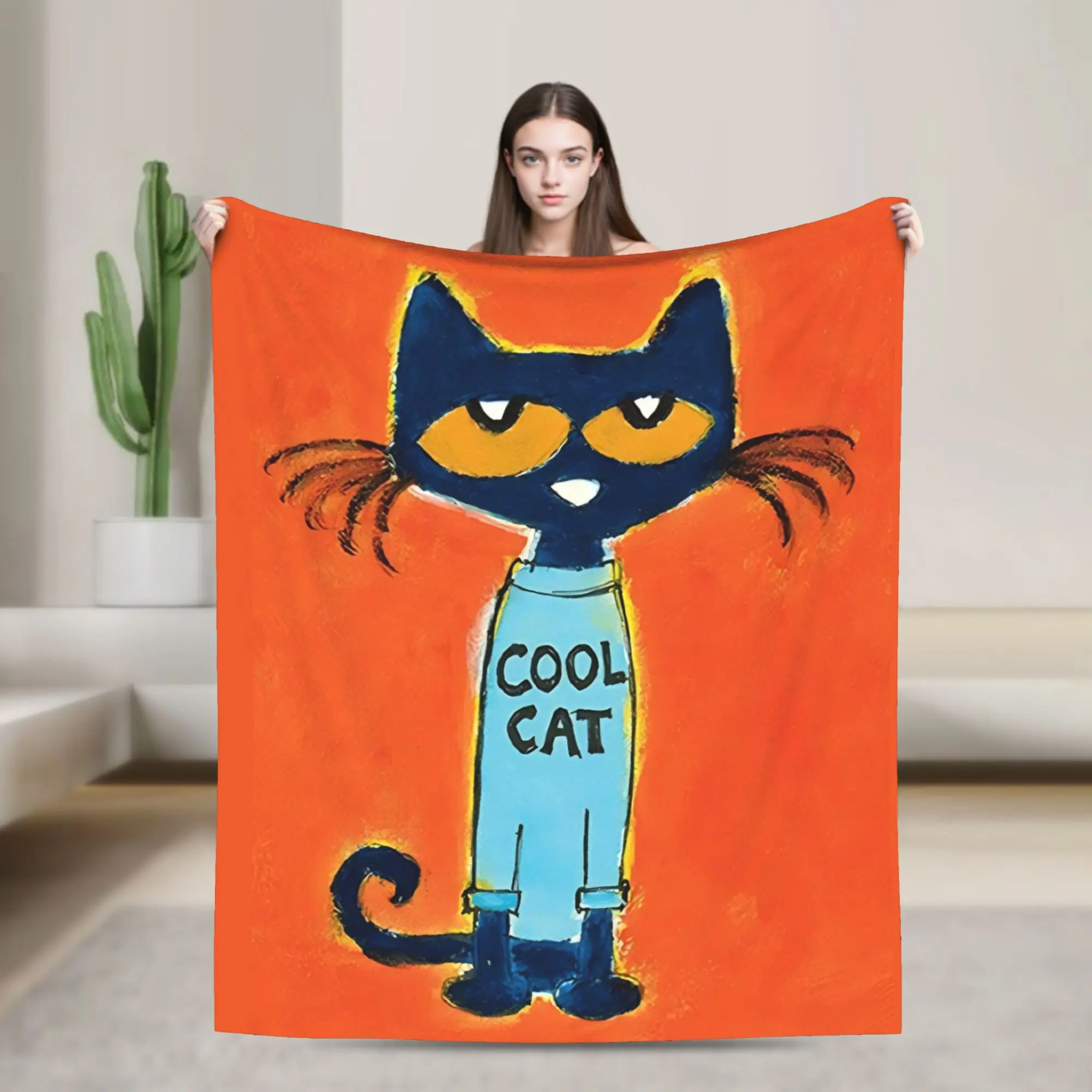 Pete the Cat  Blankets Cartoon Cats Fuzzy Throw Blankets Bedding Couch Portable Lightweight Bedspreads