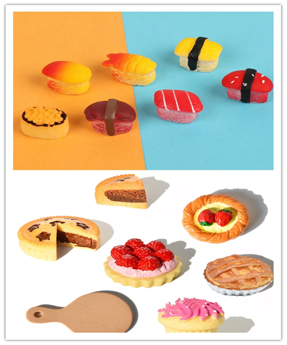 

100pcs Flat Back Resin Simulation Food Bread Cake Pizza Sushi Pudding DIY Scrapbooking Dollhouse Miniature Decoration Craft