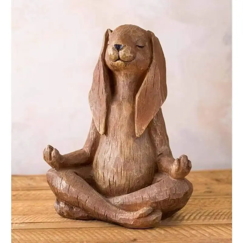 

Long-eared meditating rabbit resin ornament garden decorated with animal sculptures