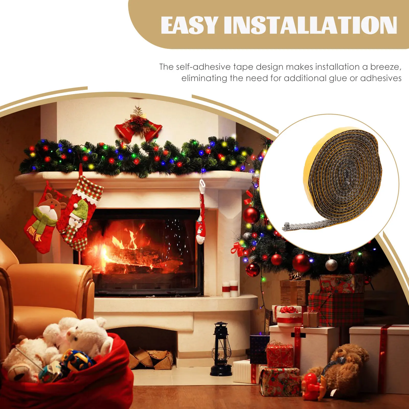 1 Roll Stove Gasket Fireplace Sealing Rope High Temperature Resistant Self-Adhesive Wood Stove Door Seal Fireplace Gasket