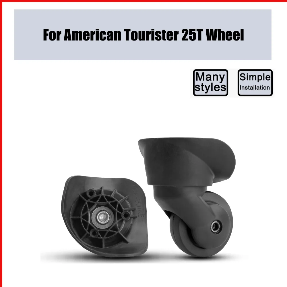 For American Tourister 25T Trolley Case Wheel Pulley Sliding Casters Universal Luggage Wheel Silent Smooth Wear-resistant Black