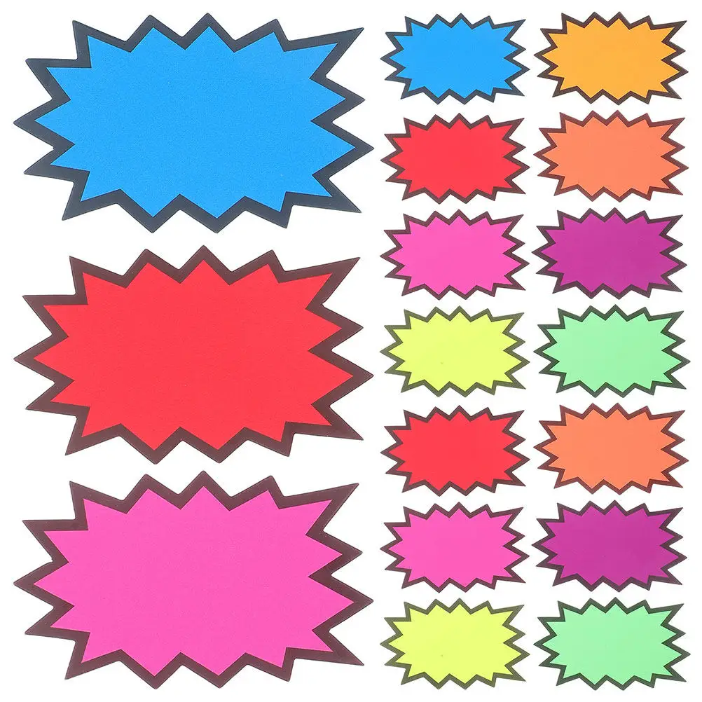 

160Pcs Eye Catching Burst Paper Signs Blank Retail Sale Tags Fluorescent for Supermarket Store Fundraising