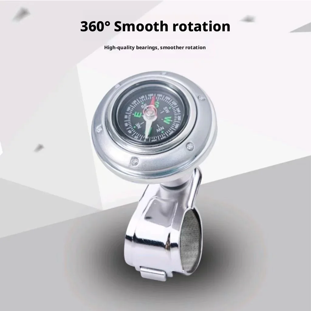 Car Steering Wheel Booster Ball With Compass Labor Saving Steering Assist Handle Universal Auto Driving Auxiliary Accessories