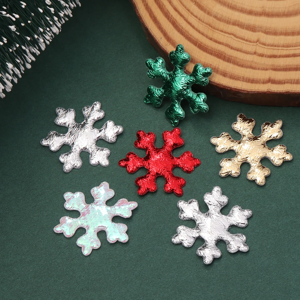 50/100 Stück Weihnachts-Schneeflocken-Konfetti, Vlies-Applikationen, Weihnachtsbaum-Ornamente, DIY-Dekoration für Zuhause, Weihnachtsfeier, Kuchendekoration – Detail 5